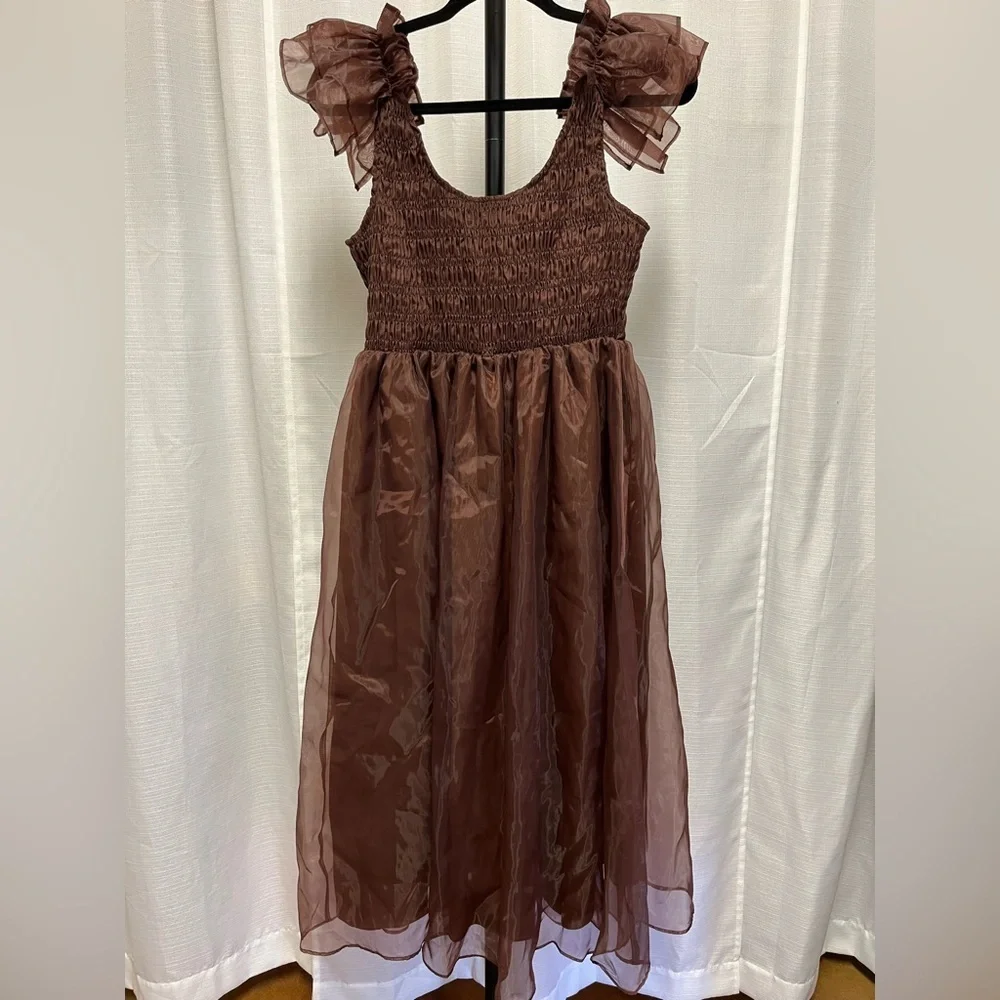 Sofie the label taffeta midi brown dress whimsigoth/fairycore style | size S - Picture 4 of 8
